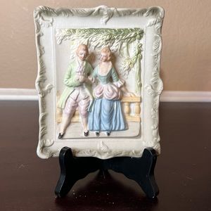 Vintage 1940's Chase Bisque Wall Plaque Courting Couple, Made in Occupied Japan